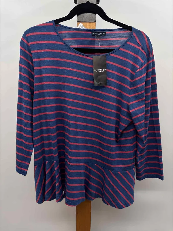 American Living Women's Size XL Blue Stripe Long Sleeve Shirt