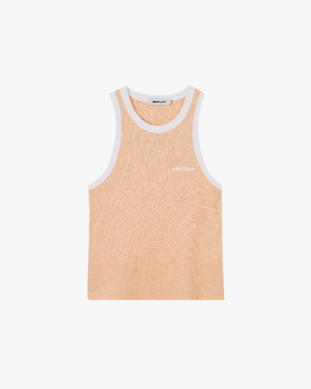 WAFFLE TANK TOP PEACH