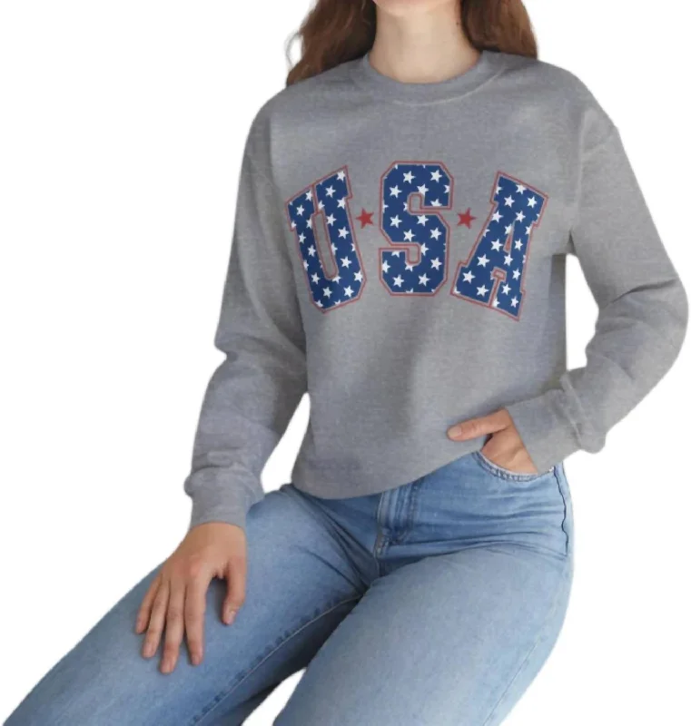 Usa Star Sweatshirt In Grey