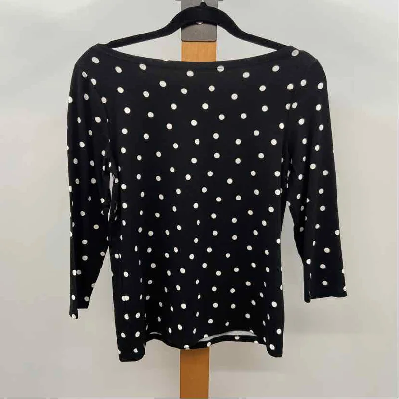 Ann Taylor Women's Size XS Black Polka Dot Long Sleeve Shirt