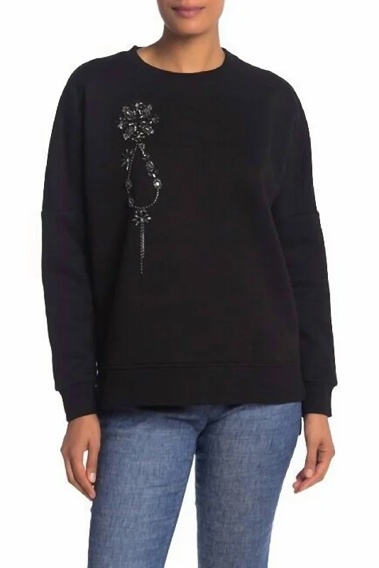 Chantae Crystal Embellished Sweatshirt In Black