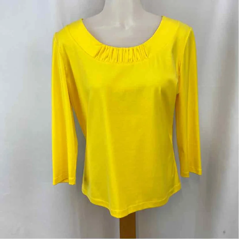 Lafayette 148 Women's Size M Yellow Solid Long Sleeve Shirt