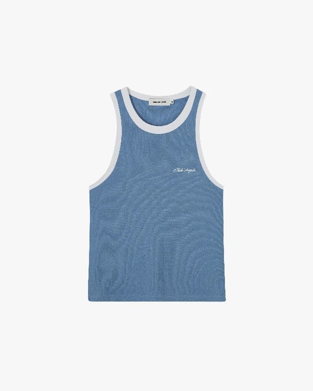 WAFFLE TANK TOP BLUE