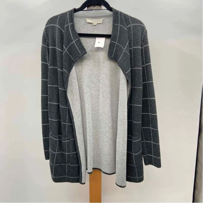 Loft Women's Size XS Gray Grid Cardigan