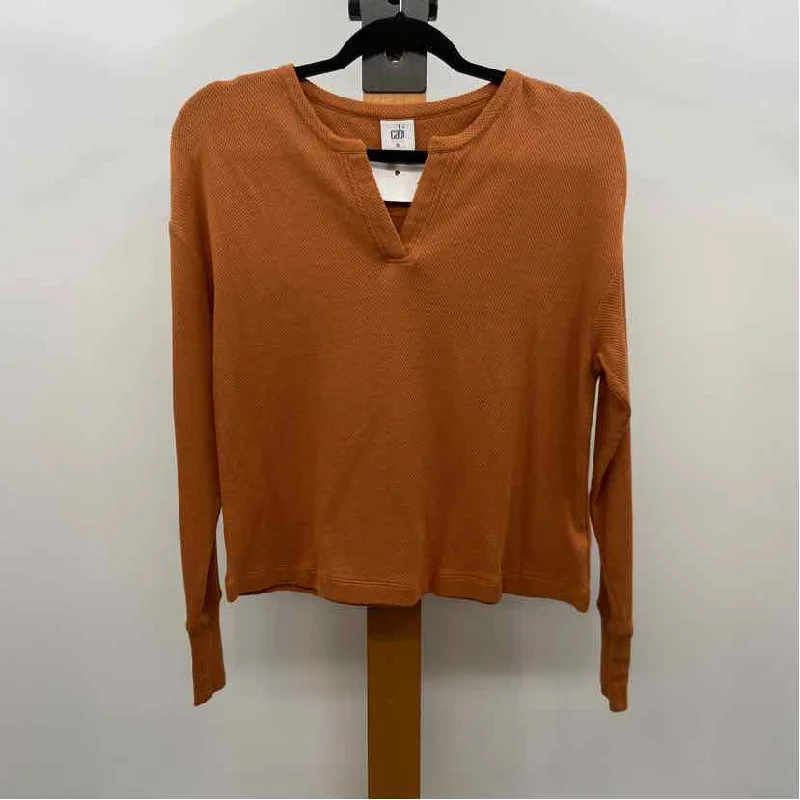 CABI Women's Size XS Orange Solid Long Sleeve Shirt