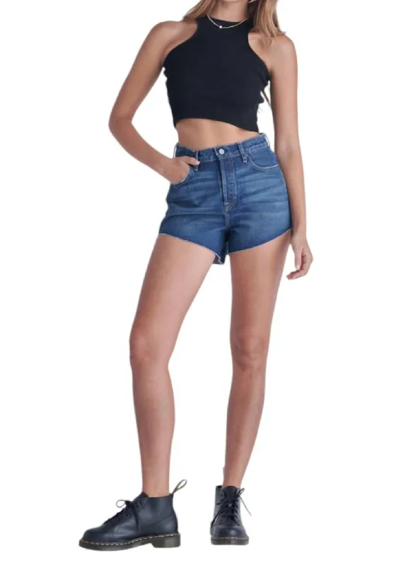 Mom Slanted Hem Short In Dark