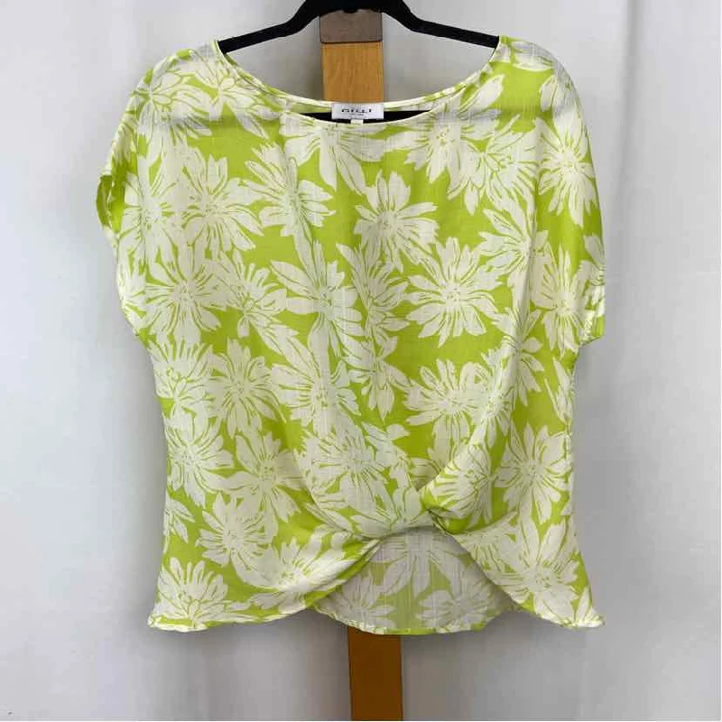 Gilli Women's Size L Green Floral Short Sleeve Shirt