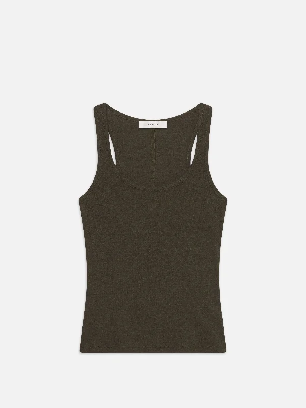 Rib Scoop Neck Tank -- Rich Military Heather