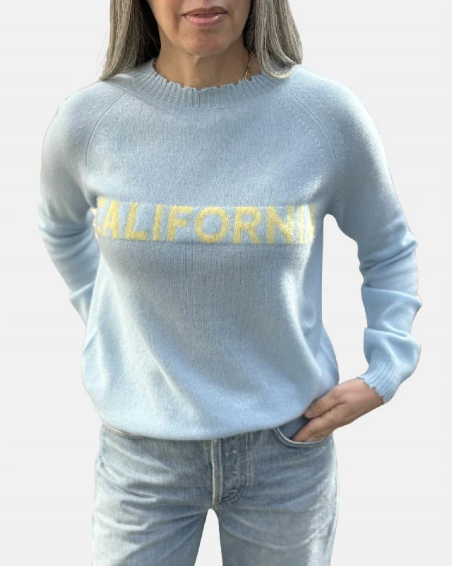 California Custom Frayed Crew Sweatshirt In Cielo Sun