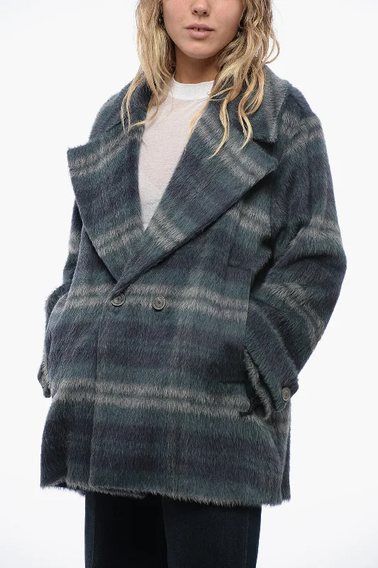 Fabiana Filippi Alpaca Fur Coat with Check Motif