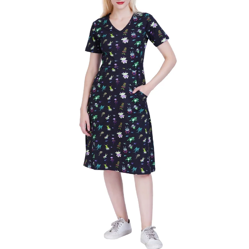 Aliens Art A-Line Dress (With Waist Seam)