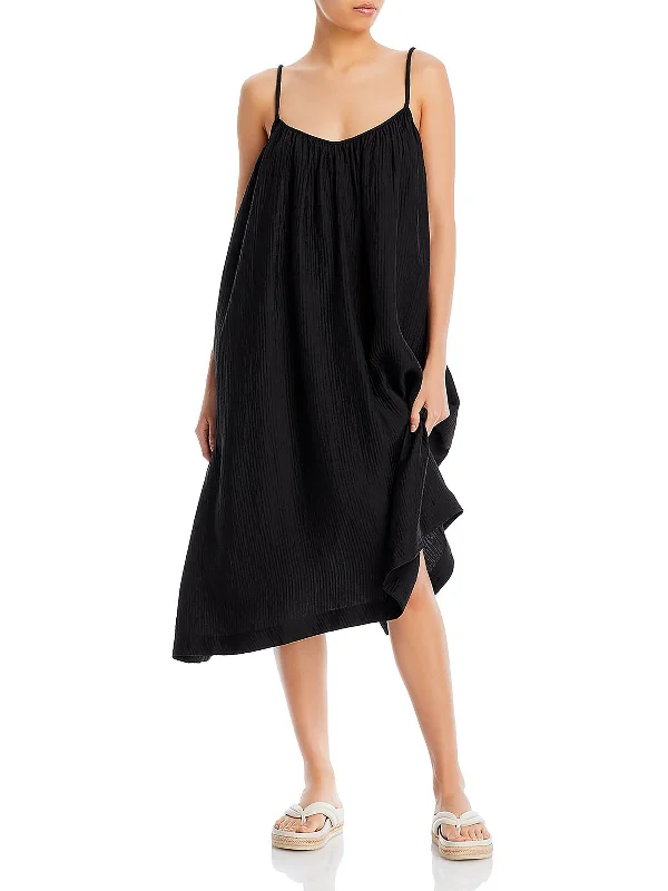 Womens Asymmetric Mid Calf Midi Dress