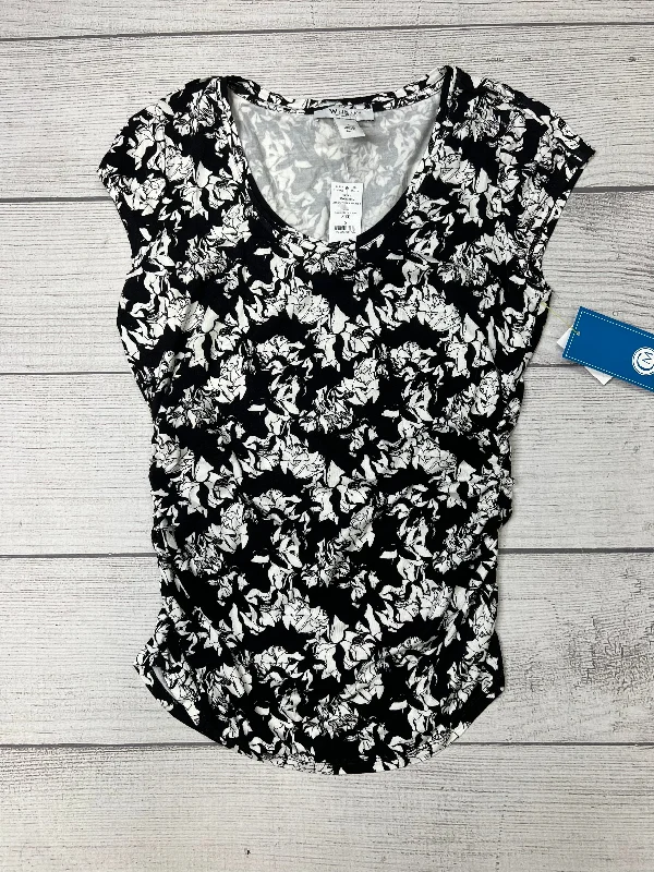 Black White Top Short Sleeve White House Black Market, Size S