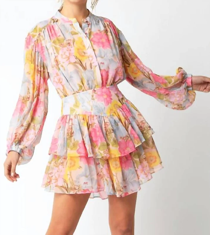 Brami Mini Dress In Pink Multi Floral