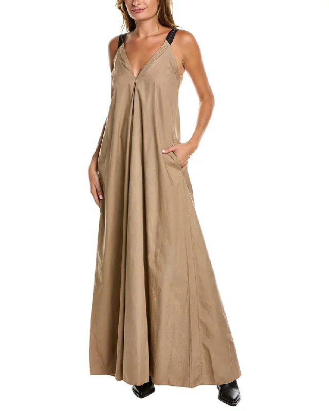 Brunello Cucinelli Silk-Trim Maxi Dress