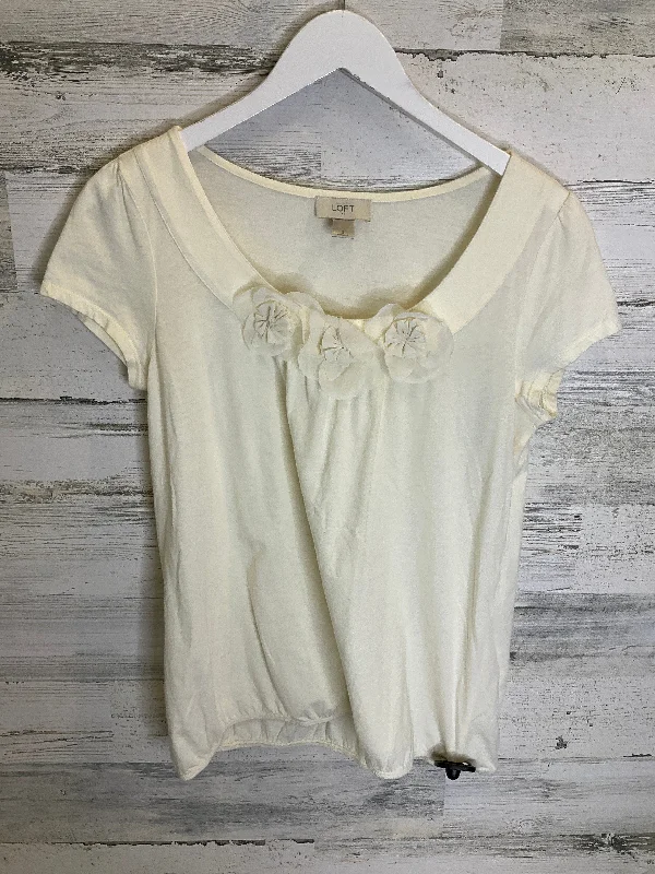 Cream Top Short Sleeve Loft, Size S