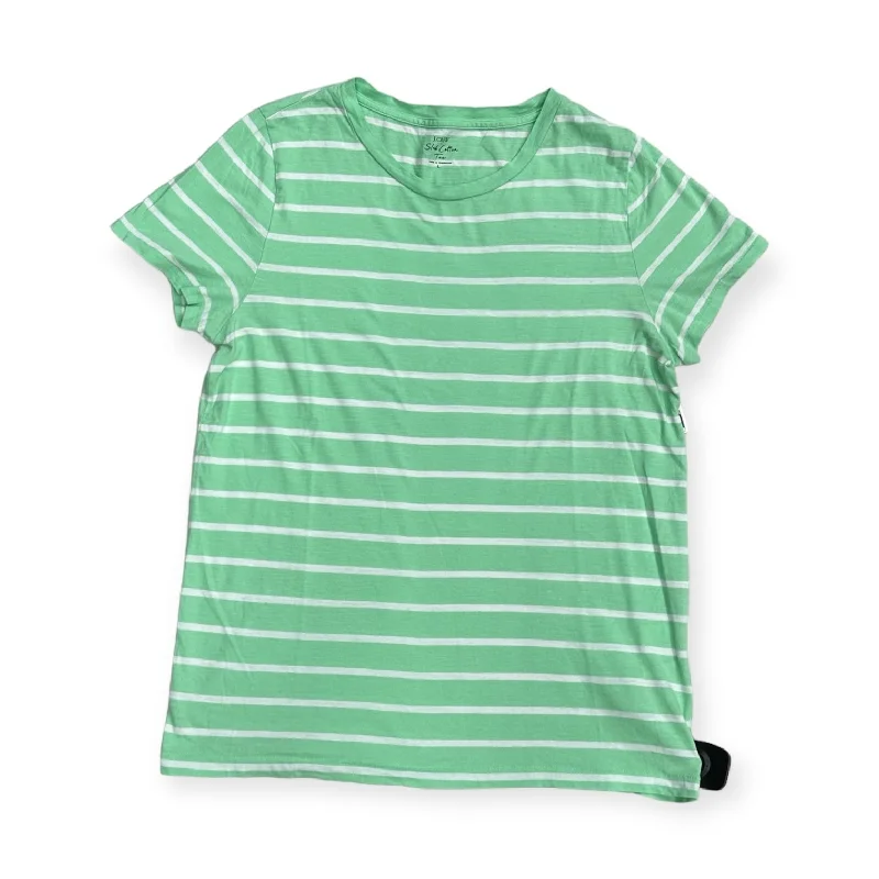 Green & White Top Short Sleeve Basic J. Crew, Size L