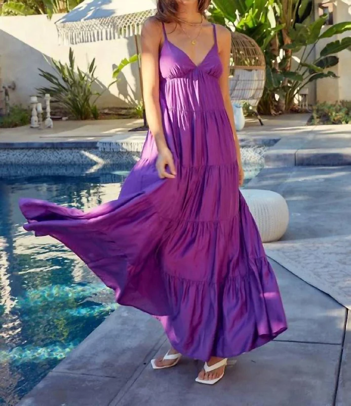 Issac Tiered Maxi Dress in Violet