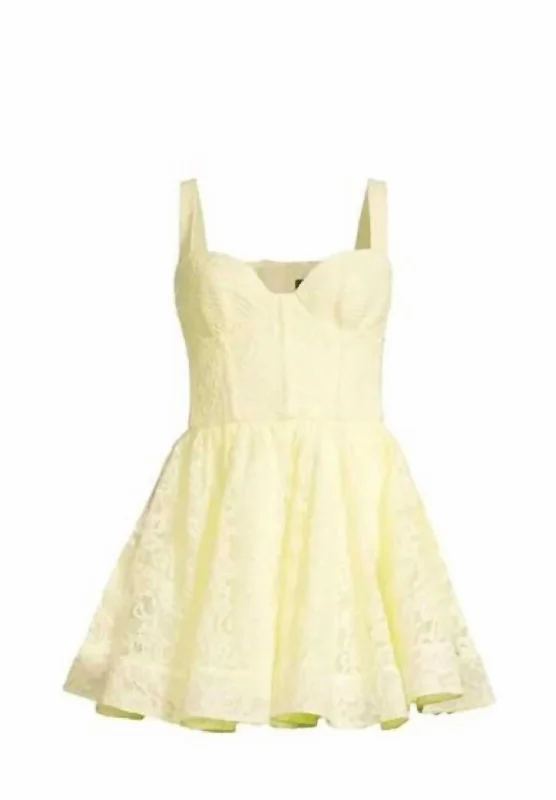 Lotus Lace Mini Dress In Soft Yellow