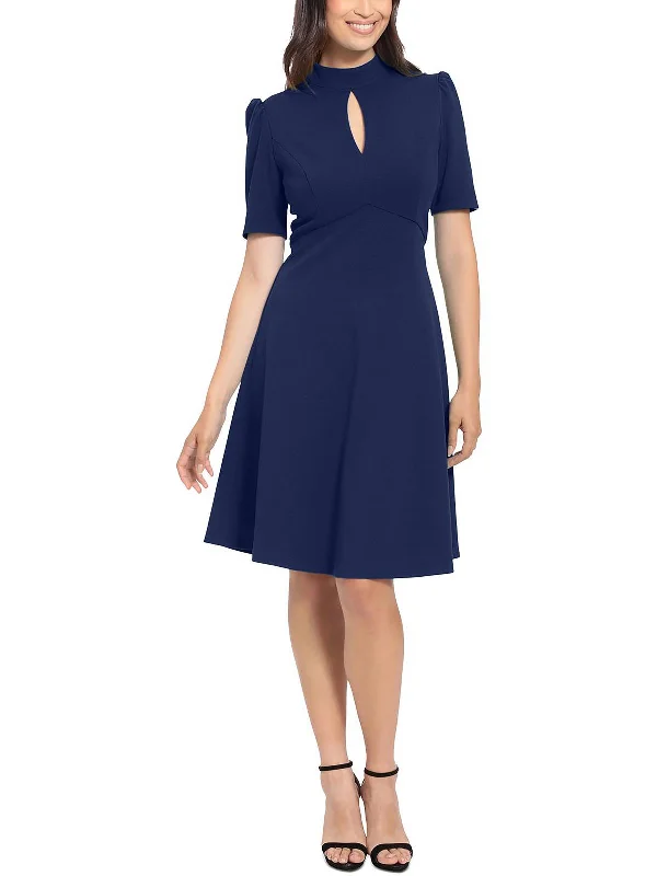 Petites Womens Keyhole Mini Wear to Work Dress