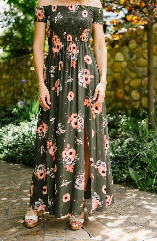 Poppy & Daisy Floral Maxi in Olive