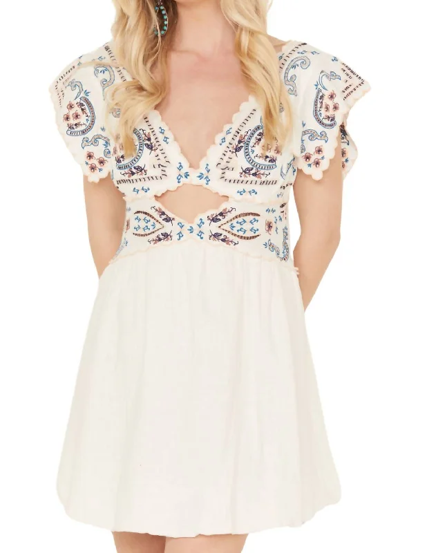 Rambling Roads Mini Dress In Blanc De Blanc