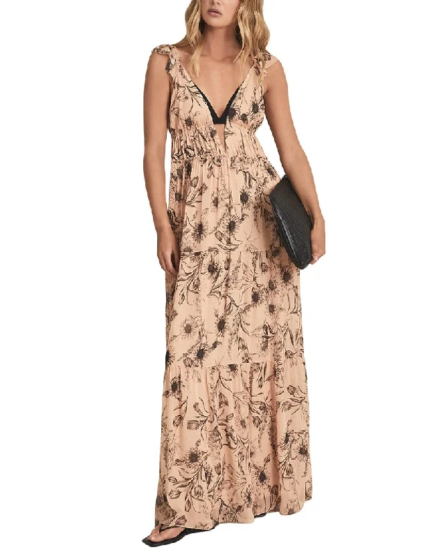 Reiss Peach Print Maxi Dress