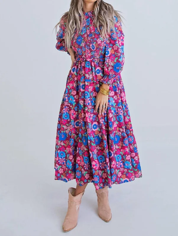 Smock Maxi Dress in Multi