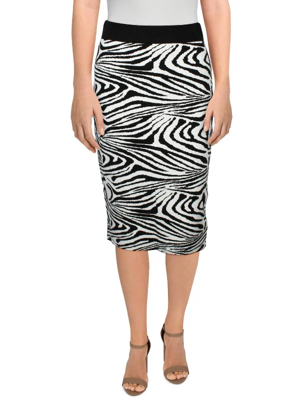 Womens Animal Print Midi Pencil Skirt