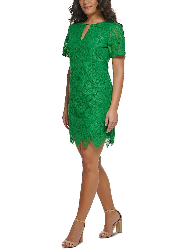 Womens Lace Mini Shift Dress