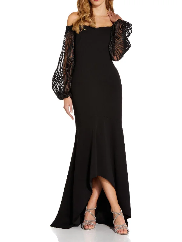 Womens Off-The-Shoulder Maxi Evening Dress