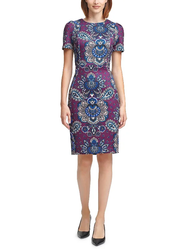 Womens Paisley Mini Sheath Dress