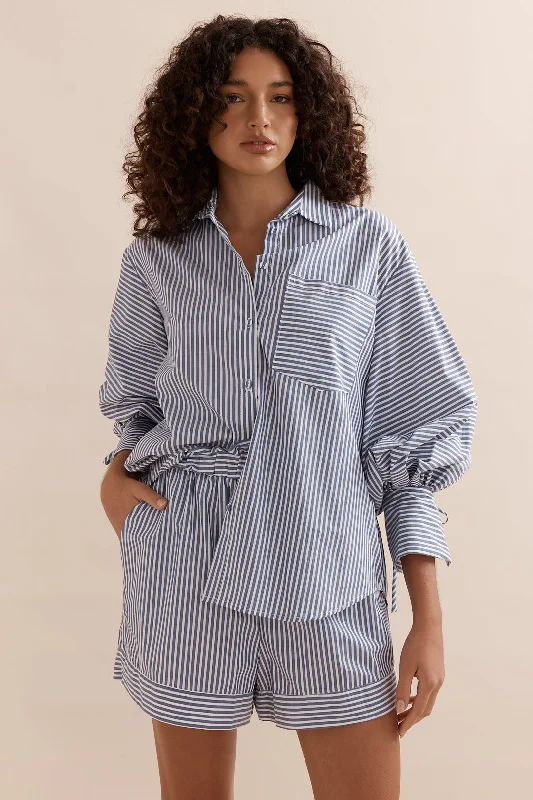 Caitlin Crisp Stripe Sonny Shirt - Blue Stripe