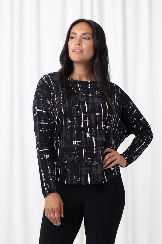 Nu Cinch Top | Drifting Lines Black