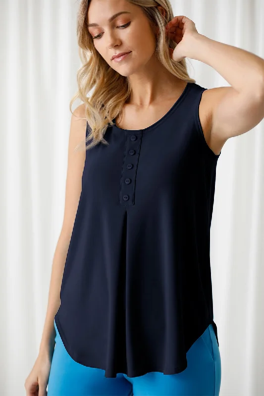 Sleeveless Diva Henley | Navy