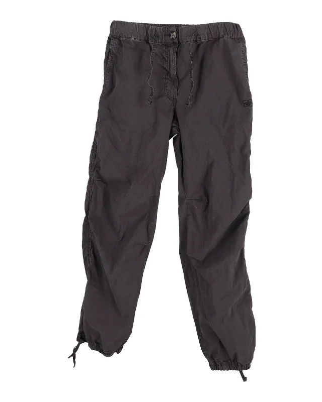 Ganni Poplin Cargo Pants in Black Cotton