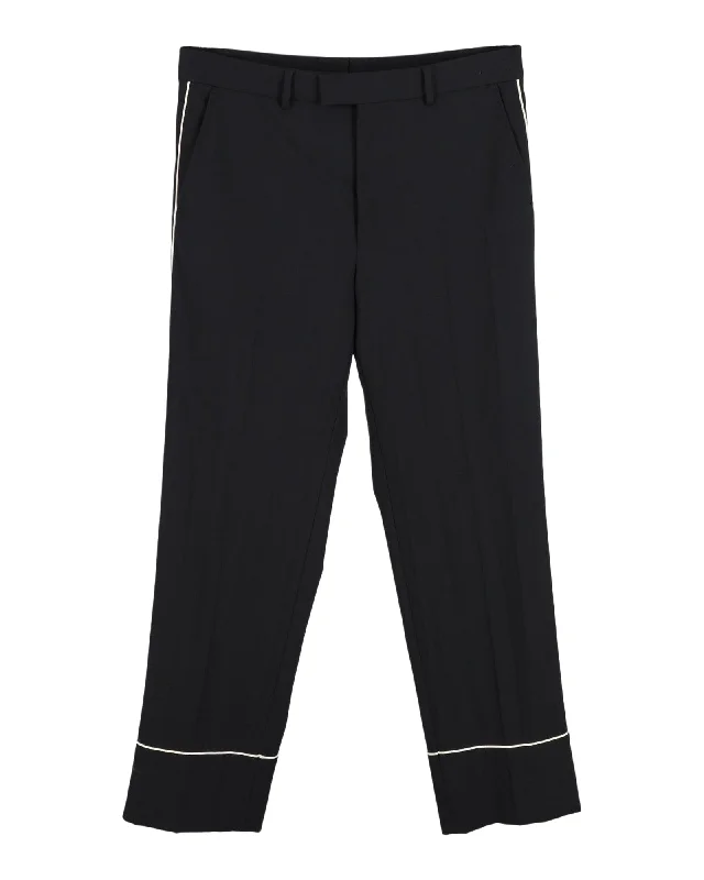 Gucci Contrast Piping Trousers in Black Cotton