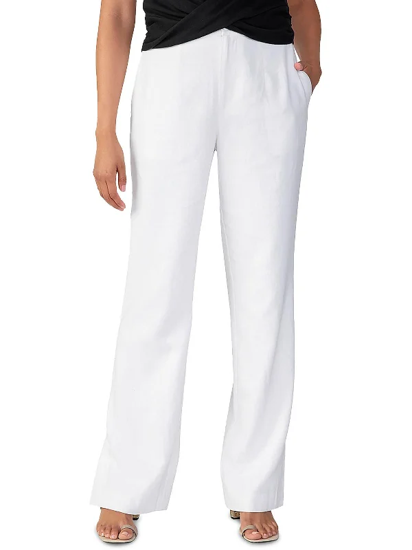 Noho Womens Linen High Rise Trouser Pants