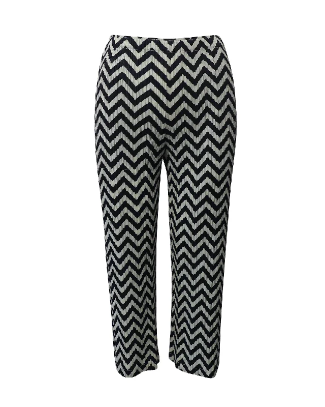 Pleats Please Zigzag Print Pants in Multicolor Polyester