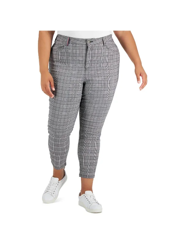 Plus Womens Woven Glen Plaid Skinny Pants