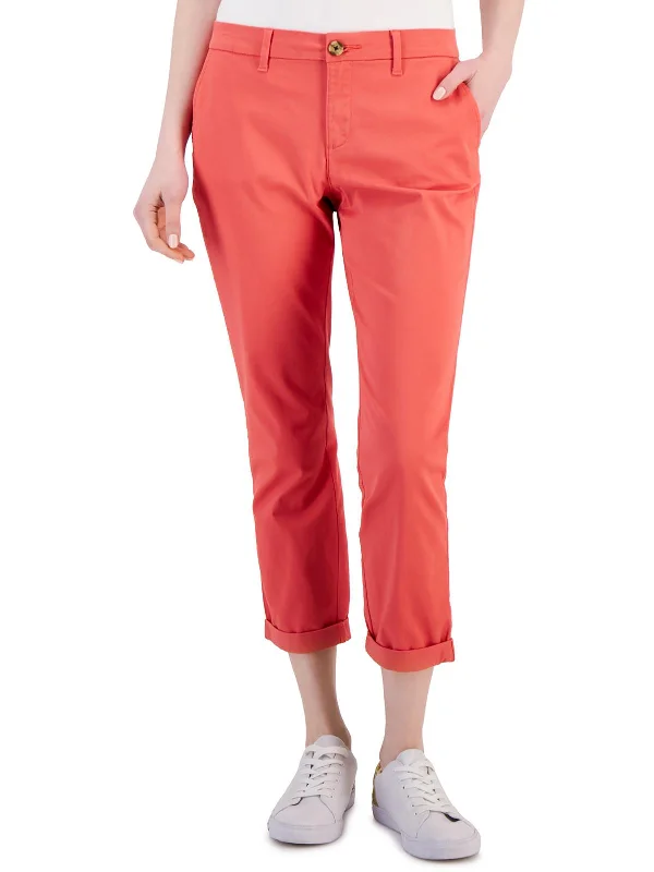 Womens Slim Low Rise Straight Leg Pants