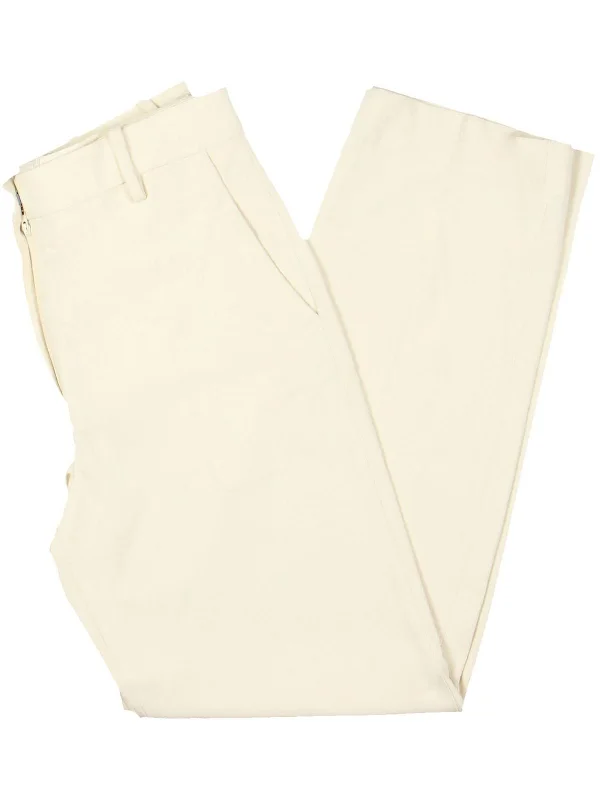 Womens Solid Viscose Straight Leg Pants