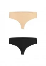 BYE BRA - 2 PACK SEAMLESS THONG - BLACK & NUDE