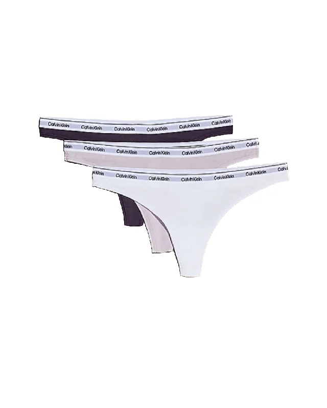 CALVIN KLEIN - 3 PACK MODERN LOGO THONG - NIGHTSHADE/LILAC SUGAR/WHITE