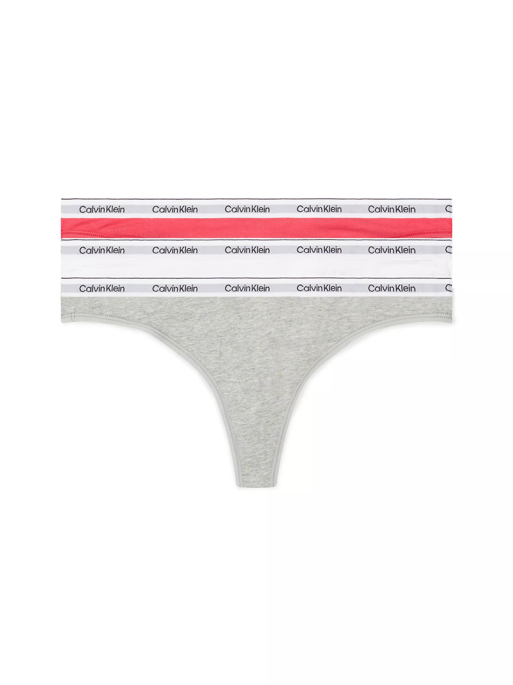 CALVIN KLEIN - 3 PACK MODERN LOGO THONG - AZALEA/WHITE/GREY