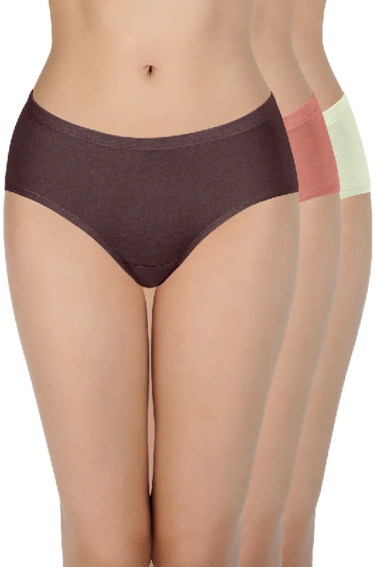 100% Cotton Hipster Panty Pack (Pack of 3) - D012 - Solid