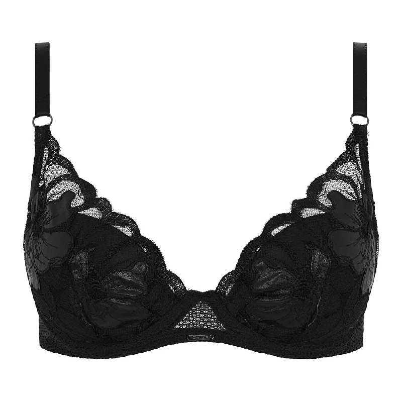 Fleurs Signature Leather Black Plunge T-Shirt Bra