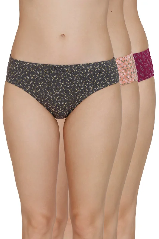 Inner Elastic Print Mid Rise Bikini Panties (Pack of 3)