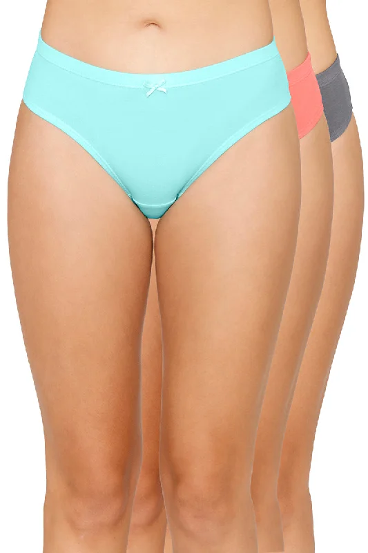 Inner Elastic Solid Mid Rise Bikini Panty (Pack of 3)