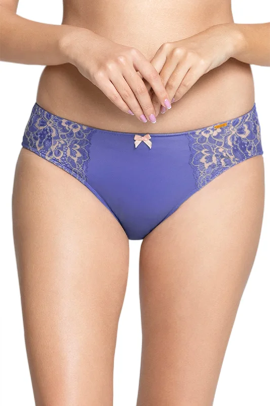 Print Low Rise Seamed Bikini Panty - Periwinkle